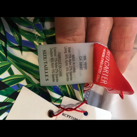 NWT Red Carter Palm Party Asymmetrical Swimsuit - Picture 6 of 8